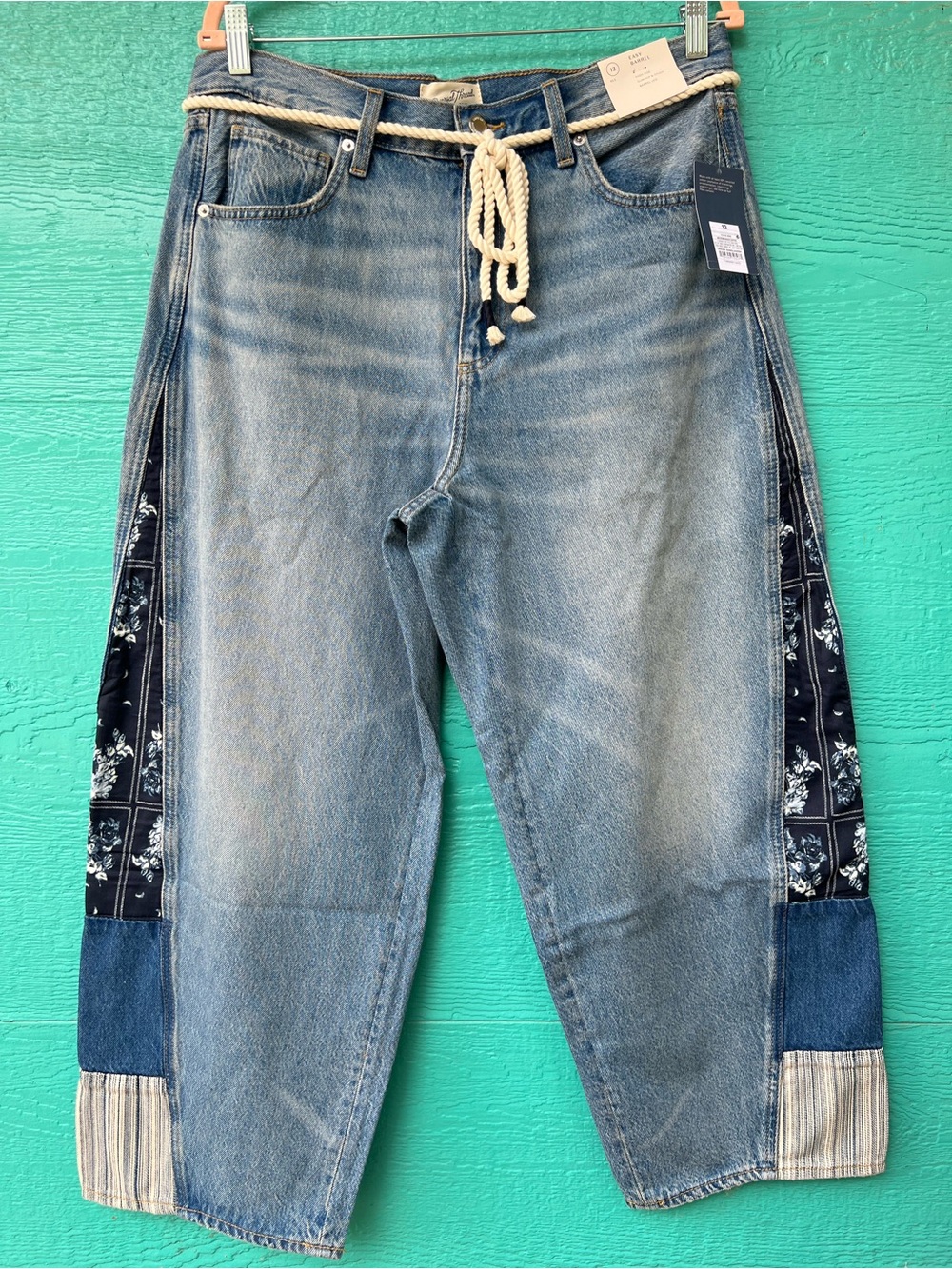 BANDANNA PRINT BARREL JEANS ROPE TIE WAIST SIZE 12 NWT - Picture 2 of 7